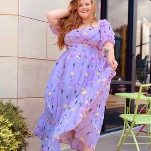 Eshakti Floral Georgette Ruched Dress (Maxi)